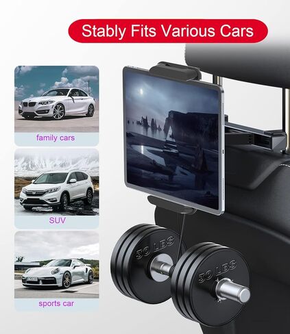 Hochiton مسند رأس السيارة حامل الهاتف العالمي 360 درجة قابل للتعديل للهواتف وأجهزة الكمبيوتر اللوحية حامل مسند الرأس، حامل الكمبيوتر اللوحي للمقعد الخلفي للسيارة للأطفال الأولاد والبنات لأغراض الترفيه والسفر in Kuwait