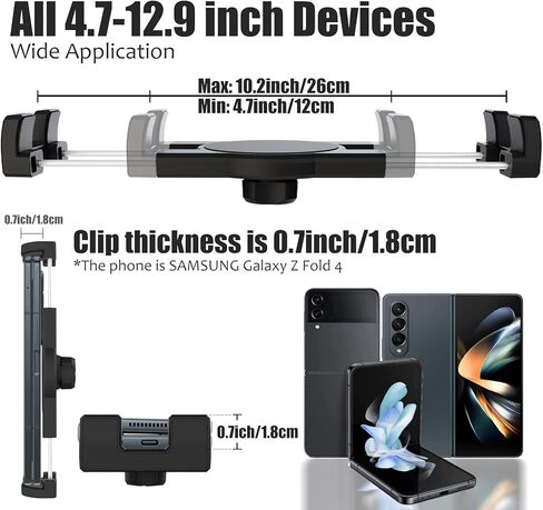 حامل هاتف على لوحة قيادة السيارة من Charchendo لهاتف Samsung Galaxy Z Fold، حامل كمبيوتر لوحي على الزجاج الأمامي مع كوب شفط متوافق مع أجهزة Samsung Galaxy Z Flip 3 4 وZ Fold 3 4 وiPad Pro Air Mini وأجهزة 4-12.9 بوصة in Kuwait