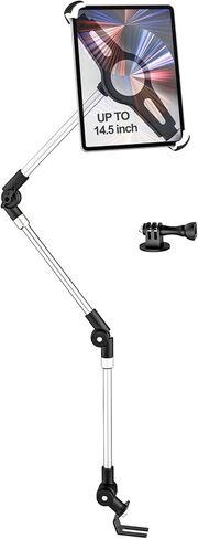 حامل تابلت كبير للسيارة / الشاحنة، حامل آيباد، حامل مقعد السيارة، مسند ذراع قابل للتعديل بالكامل للتابلت آيباد 12.9 11 10.5 الهواء، العطارات، السطح، 9.5-14.5 بوصة لوحية و 1/4 بوصة للكاميرا in Kuwait