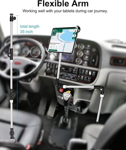 حامل تابلت كبير للسيارة / الشاحنة، حامل آيباد، حامل مقعد السيارة، مسند ذراع قابل للتعديل بالكامل للتابلت آيباد 12.9 11 10.5 الهواء، العطارات، السطح، 9.5-14.5 بوصة لوحية و 1/4 بوصة للكاميرا in Kuwait