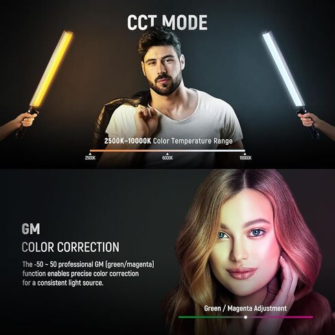 عصا إضاءة فيديو LED تفاعلية مطورة من NEEWER مع مجموعة حامل، 2 حزمة BH-30S عصا إضاءة التصوير الفوتوغرافي مع خلاط RGBWW Hue / التحكم في تطبيق 2.4G / 2500K-10000K/CRI&TLCI97+/18 تأثيرًا/بطارية 31 وات في الساعة in Kuwait