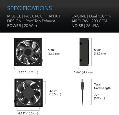 AC Infinity Rack ROOF Fan KIT, Quiet Dual-Fans with Speed Controller, for Cooling AV, Home Theater, Network 19" Racks in Saudi Arabia