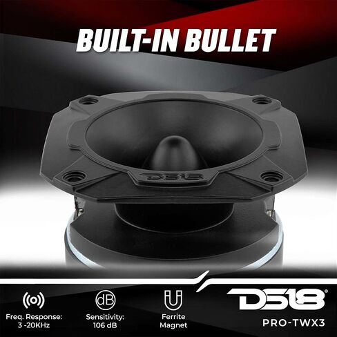DS18 PRO-TWX1 Aluminum Super Bullet Tweeter 1", 240W Max, 4 Ohms, Built in Crossover - PRO Tweeters are The Best in The Pro Audio and Voceteo Market (2 Speakers Included) in Saudi Arabia