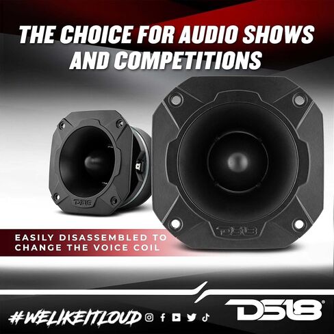DS18 PRO-TWX1 Aluminum Super Bullet Tweeter 1", 240W Max, 4 Ohms, Built in Crossover - PRO Tweeters are The Best in The Pro Audio and Voceteo Market (2 Speakers Included) in Saudi Arabia