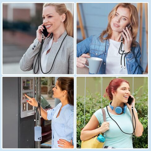HOONNDUN Universal Phone Lanyard, Adjustable Crossbody Cell Phone Lanyard Neck Strap/Wristlet Strap with 3 Transparent Pads/Rope Phone Strap, Phone Tether Patches and Phone Straps (（Grayish Blue） 4#) in Saudi Arabia