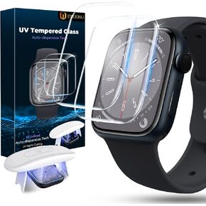 EWUONU[2 Pack] Tempered Glass Screen Protector for Apple Watch SE Series 6/5/4 40mm, [Auto-Dispersion Tech] Full Coverage Waterproof Bubble Free HD Clear Film for iWatch SE(2nd Gen)/ SE Series 6/5/4 40mm