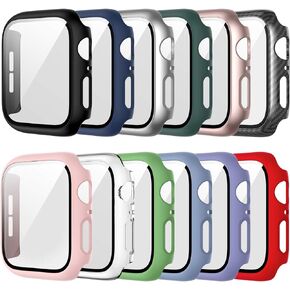 12 Pack Case for Apple Watch 38mm Series 3/2/1 with Tempered Glass Screen Protector, Haojavo Full Hard PC Ultra-Thin Scratch Resistant Bumper HD Protective Cover for iWatch Accessories
