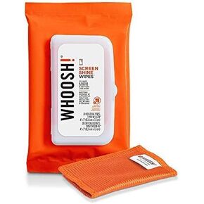ووش! مناديل الكترونية لتنظيف الشاشة - لجميع الشاشات والاجهزة التقنية؛ الهواتف الذكية، ايباد، نظارات النظارة، القراء الالكتروني، الشاشات التي تعمل باللمس والتلفزيونات (20 قطعة مع قطعة قماش صغيرة) in Kuwait