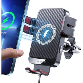 Wireless Car Charger 15W Fast Charging Auto-Clamping Air Vent Phone Mount | Cell Phone Holder Car Charger Compatible with iPhone 17 16 15/14/13/13 Pro/12 pro/12, for Samsung Galaxy Series in Saudi Arabia
