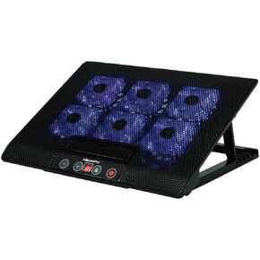 Portable Metal Mesh Laptop Cooler Cooling Pad, 4 Quiet Fans w/Red LED Light, Adjustable Height, Up to 17" Inch Notebook, 2 USB Interface w/Speed Control Switch, Non-Slip - Black (11148) in Kuwait