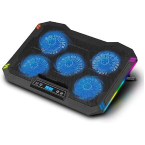 وسادة تبريد للابتوب مع 5 مراوح تبريد، وسادة تبريد مروحة لابتوب مقاس 14-17 انش، حامل تبريد لابتوب للالعاب مع 6 ارتفاعات قابلة للتعديل، وسادة تبريد نوت بوك مع منفذي USB [اصدار 2022] in Kuwait