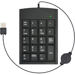Keys Numeric Keypad, Retractable USB Cord Financial Accounting Number Keyboard for Mac Windows XP Laptop Desktop PC (17-Keys)