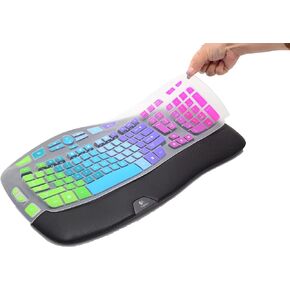 Keyboard Cover for Logitech K350 MK550 MK570 Wireless Wave Keyboard,Colorful Silicone Keyboard Protector Skin for Logitech K350 MK550 MK570 Ergonomic Keyboard Protective Accessories(Utra-Thin) in Kuwait
