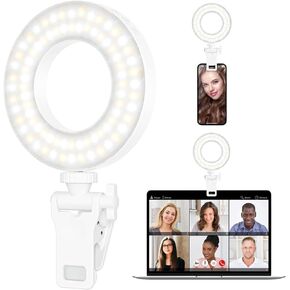 XINBAOHONG Clip on Ring Light,Rechargeable Fill Video Light for Phone,Laptop, Tablet and Computer, Portable Phone Light for Selfie TikTok Vlog Video Conference Zoom Call Photography Makeup in Kuwait