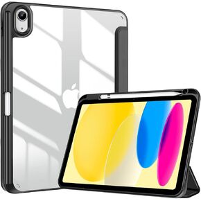 حافظة ProCase لجهاز iPad الجيل العاشر مع حامل قلم رصاص 2022 حافظة iPad 10، حافظة iPad الجيل العاشر iPad 10.9 بوصة، حافظة خلفية شفافة iPad 10 Gen لجهاز iPad A2696 A2757 A2777 - كحلي