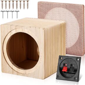 Facmogu 8" Ported Wooden Speaker Enclosure, Vented Unloaded Solid Wood Box | Empty Wooden Speaker Box with Grill Cover & Terminal Cup, Sound-Absorbing Cotton Included for Car, Truck & Home Audio DIY in Saudi Arabia