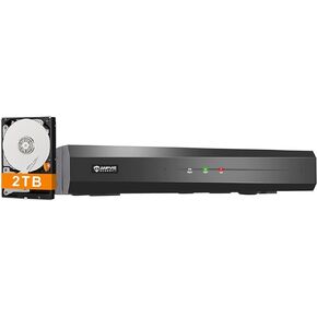 【Only Plug & Play with Anpviz U-Series Camera】 4K 8CH PoE NVR Network Video Recorder Pre-Installed 2TB HDD, 8 Channel H.265 NVR Support 8MP/6MP/5MP/4MP/3MP/1080P IP PoE Camera for 24/7 Recording