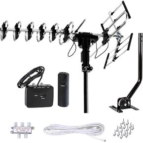 Five Star Outdoor Antenna HD TV 200 Miles Range with Motorized 360° Rotation, UHF/VHF/FM Radio with Infrared Remote Control in Saudi Arabia