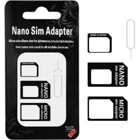 محول بطاقة SIM NUTJAM، مجموعة محول قياسية 4 في 1، محول قياسي نانو مايكرو مع دبوس إخراج علبة فولاذية للهواتف الذكية in Kuwait