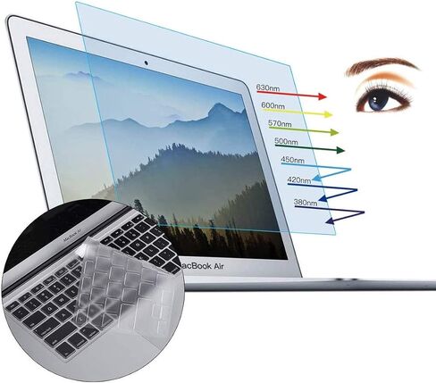 CaseBuy MacBook Air 13 Inch Screen Protector -Blue Light Filter Anti-Glare Screen Protector for 2015 or Older MacBook Air 13 inch Model A1369 and A1466 + Keyboard Cover Ultra Thin TPU Protector in Saudi Arabia