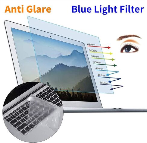 CaseBuy MacBook Air 13 Inch Screen Protector -Blue Light Filter Anti-Glare Screen Protector for 2015 or Older MacBook Air 13 inch Model A1369 and A1466 + Keyboard Cover Ultra Thin TPU Protector in Saudi Arabia