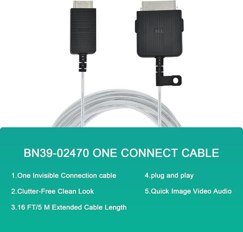 BN39-02470A كابل توصيل واحد من الألياف الضوئية، كابل توصيل متوافق مع تلفزيون سامسونج، QN43-75 بوصة LS03AA LS03BA LS03TA LS03RA إلخ. (طول الكابل: 16 قدم/5 متر) in Kuwait