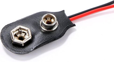 Harapu 9V Battery Clip Connector, 9 Volt Long Cable Connection Hard Shell I Type, Black, 5 Pack in Kuwait