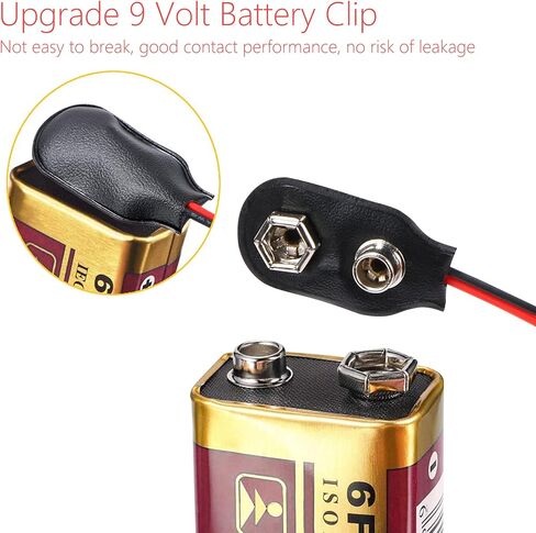 Harapu 9V Battery Clip Connector, 9 Volt Long Cable Connection Hard Shell I Type, Black, 5 Pack in Kuwait