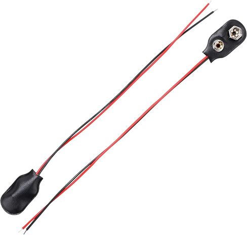 Harapu 9V Battery Clip Connector, 9 Volt Long Cable Connection Hard Shell I Type, Black, 5 Pack in Kuwait