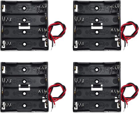 4Set 4 x AA Thicken Battery Holder with I Type Wired Battery Clip Standard Snap Connector in Saudi Arabia