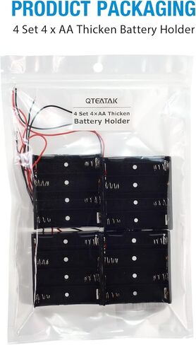 4Set 4 x AA Thicken Battery Holder with I Type Wired Battery Clip Standard Snap Connector in Saudi Arabia