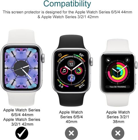 LK 6 Pack Screen Protector Compatible for Apple Watch Series 6 5 4 44mm and Apple Watch Series 3 2 1 42mm, Self-Healing, Max Coverage, Advanced TPU Material, Bubble Free for iWatch 44mm&42mm in Saudi Arabia