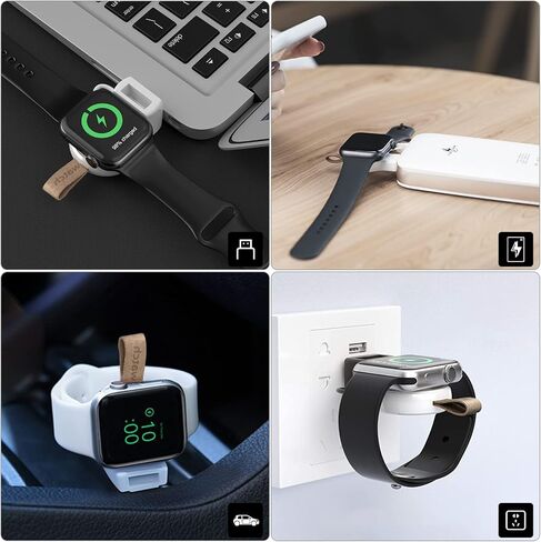LVFAN Charger for Apple Watch, Portable iWatch Charger USB Wireless Charger Fast Charging Magnetic Cordless Car Travel Charger for Apple Watch Series 10 9 8 7 6 5 4 3 2 1 SE Ultra 2 Ultra (Black) in Kuwait