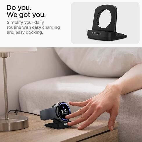 Spigen S353 مصمم لساعة Galaxy Watch 6 40, 44 ملم / Galaxy Watch 6 Classic 43, 47 ملم / Galaxy Watch 5 40, 44 ملم / حامل شاحن Galaxy Watch 5 Pro 45 ملم - أسود in Kuwait
