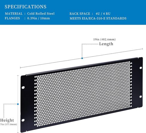 RackPath 4U Blank Rack Mount Panel Spacer with Venting for 19in Server Rack Enclosure or Network Cabinet – 2 Pack, Black in Kuwait