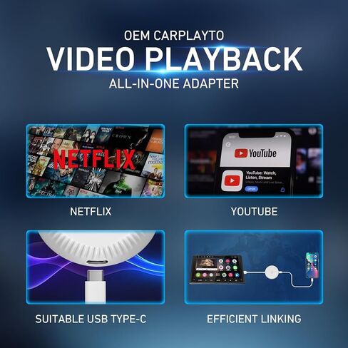 CarPlay Mirroring Adapter, Screen Mirroring Support Watch YouTube, iPhone CarPlay to Car Mirroring Adapter Wired Carplay to Wireless Converter. in Kuwait