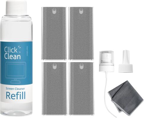CLICK CLEAN Screen Cleaner Kits - 2 All-in-One Mist Cleaner with 4 oz Refill, 1 Microfiber Cloth(7.8 x 7.8in), 1 Mini Funnel, and 1 Sprayer - for All Phones, Laptop and Tablet Screens in Saudi Arabia