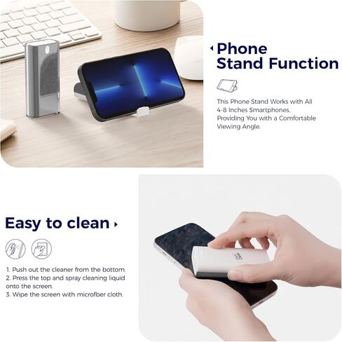 CLICK CLEAN Screen Cleaner Kits - 2 All-in-One Mist Cleaner with 4 oz Refill, 1 Microfiber Cloth(7.8 x 7.8in), 1 Mini Funnel, and 1 Sprayer - for All Phones, Laptop and Tablet Screens in Saudi Arabia