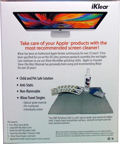 The Original Premium iKlear Screen Cleaner Kit For Iphone, Ipad, Imac, Gaming Monitor, Large Screen TV’s, Included With DMT Cloth MADE IN THE USA in Saudi Arabia