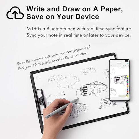 Neo Smartpen M1+ للأندرويد والأيفون والكمبيوتر المحمول | رقمنة الكتابة اليدوية | مزامنة بلوتوث في الوقت الحقيقي، الكتابة اليدوية إلى نسخ النص، التصدير إلى البريد الإلكتروني والمستندات (أسود) in Kuwait