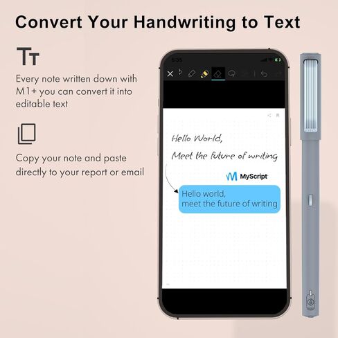 Neo Smartpen M1+ للأندرويد والأيفون والكمبيوتر المحمول | رقمنة الكتابة اليدوية | مزامنة بلوتوث في الوقت الحقيقي، الكتابة اليدوية إلى نسخ النص، التصدير إلى البريد الإلكتروني والمستندات (أسود) in Kuwait