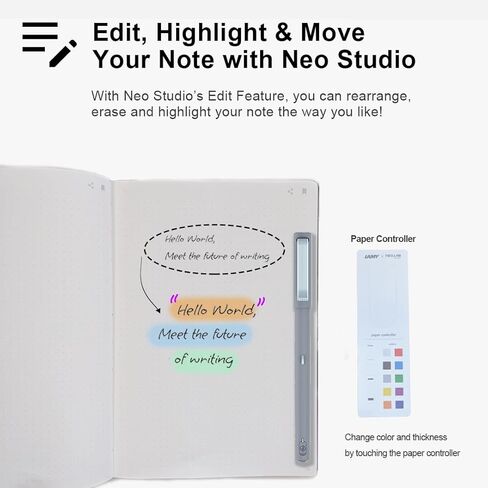 Neo Smartpen M1+ للأندرويد والأيفون والكمبيوتر المحمول | رقمنة الكتابة اليدوية | مزامنة بلوتوث في الوقت الحقيقي، الكتابة اليدوية إلى نسخ النص، التصدير إلى البريد الإلكتروني والمستندات (أسود) in Kuwait