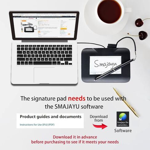 ساجيهو وسادات التقاط توقيع USB من سيجنتشر باد لاجهزة الكمبيوتر واللاب توب بنظام ويندوز 7 و8 و10 و11 (مع اضاءة خلفية LCD) in Kuwait