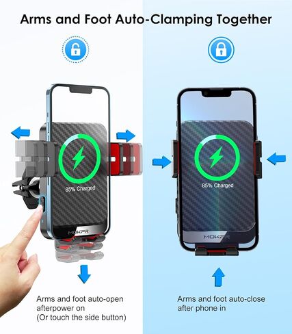 Wireless Car Charger 15W Fast Charging Auto-Clamping Air Vent Phone Mount | Cell Phone Holder Car Charger Compatible with iPhone 17 16 15/14/13/13 Pro/12 pro/12, for Samsung Galaxy Series in Kuwait
