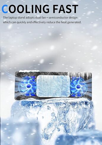 قاعدة تبريد للابتوب من ايرجوبولو مع رقائق تبريد شبه موصلة قابلة للازالة ومروحتين تبريد، حامل تبريد لابتوب قابل للتعديل للمكتب متوافق مع نوت بوك والكمبيوتر من 10 الى 15.6 انش، اسود in Kuwait