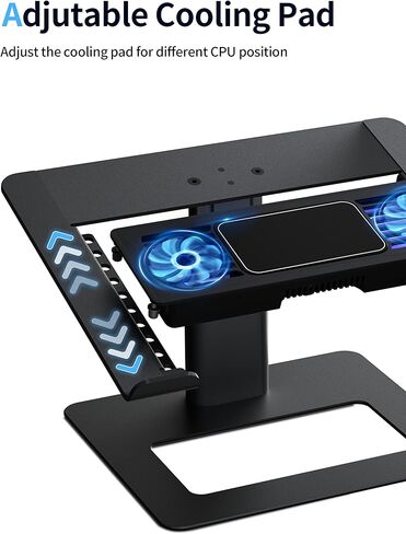 قاعدة تبريد للابتوب من ايرجوبولو مع رقائق تبريد شبه موصلة قابلة للازالة ومروحتين تبريد، حامل تبريد لابتوب قابل للتعديل للمكتب متوافق مع نوت بوك والكمبيوتر من 10 الى 15.6 انش، اسود in Kuwait