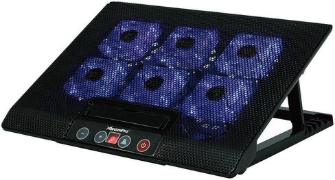 Portable Metal Mesh Laptop Cooler Cooling Pad, 4 Quiet Fans w/Red LED Light, Adjustable Height, Up to 17" Inch Notebook, 2 USB Interface w/Speed Control Switch, Non-Slip - Black (11148) in Kuwait