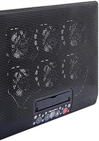 Portable Metal Mesh Laptop Cooler Cooling Pad, 4 Quiet Fans w/Red LED Light, Adjustable Height, Up to 17" Inch Notebook, 2 USB Interface w/Speed Control Switch, Non-Slip - Black (11148) in Kuwait
