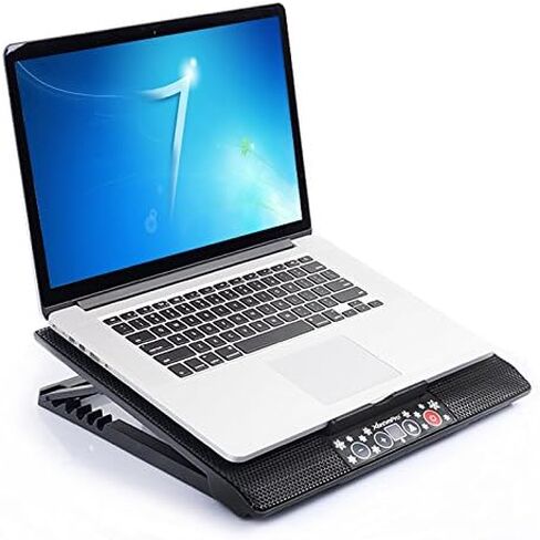 Portable Metal Mesh Laptop Cooler Cooling Pad, 4 Quiet Fans w/Red LED Light, Adjustable Height, Up to 17" Inch Notebook, 2 USB Interface w/Speed Control Switch, Non-Slip - Black (11148) in Kuwait