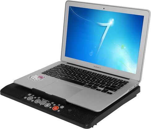 Portable Metal Mesh Laptop Cooler Cooling Pad, 4 Quiet Fans w/Red LED Light, Adjustable Height, Up to 17" Inch Notebook, 2 USB Interface w/Speed Control Switch, Non-Slip - Black (11148) in Kuwait